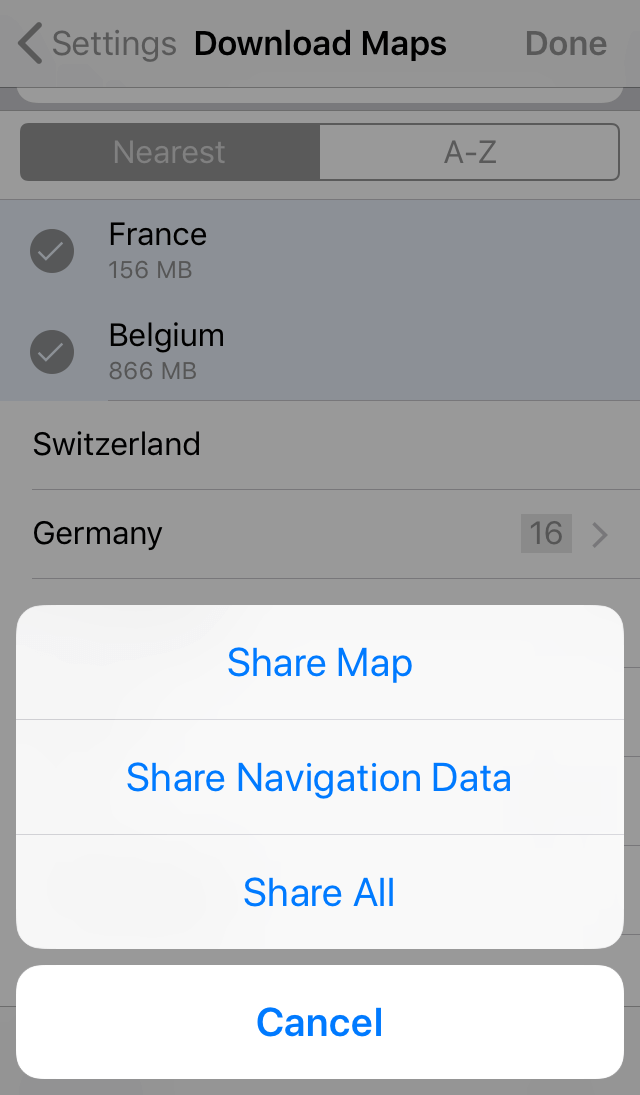 Share offline maps in Guru Maps