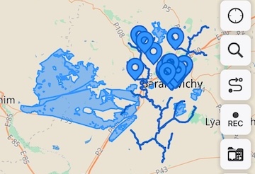 Лясы, дрэвы і рэкі з GeoJSON