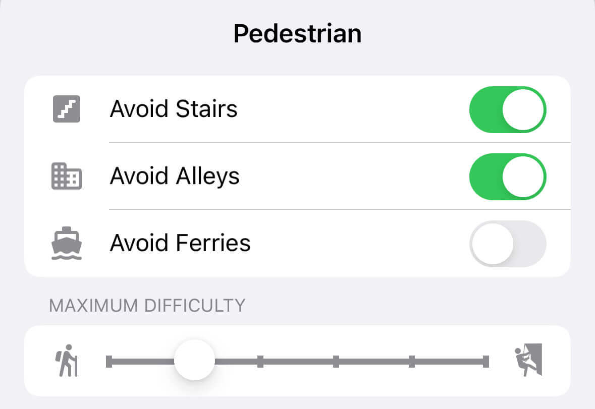 Maximum Difficulty for the walking routes